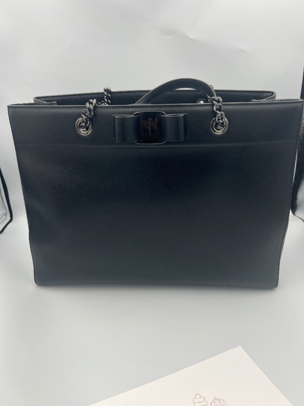 Like New Ferragamo Vera RW Tote in Black on Black Hardware